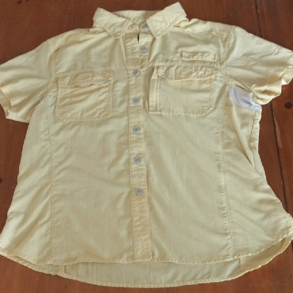 Womans Habit Yellow Outdoor Fishing Button Down Size Large - Picture 1 of 10